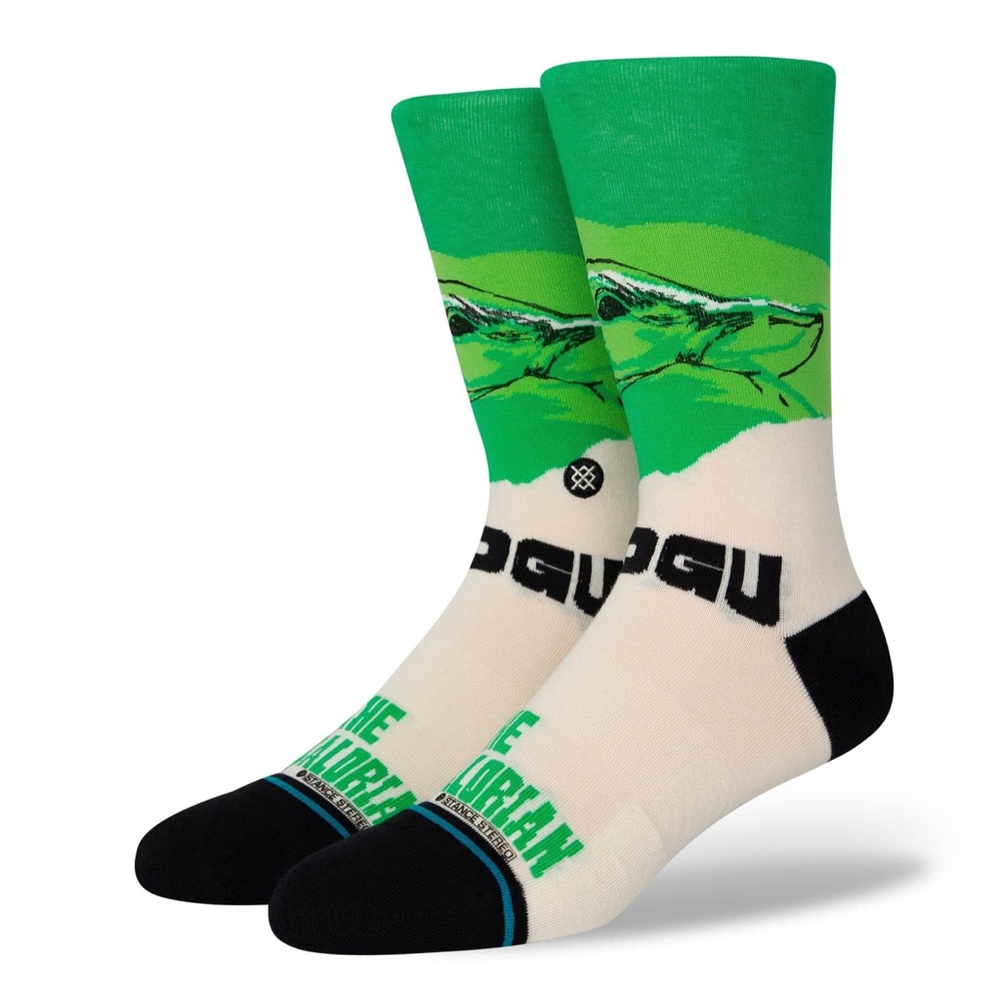 NWT Stance ADULT Star Wars Mandalorian Grogu West Crew Socks - Green